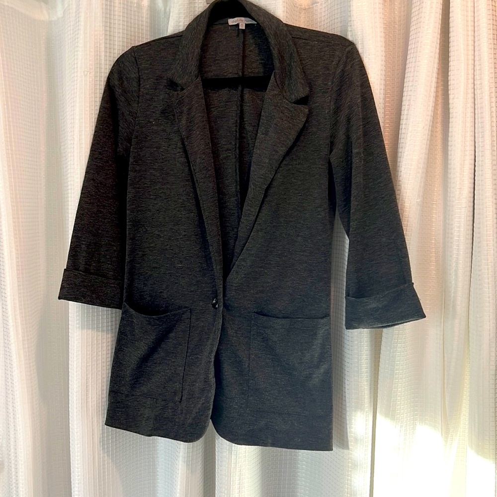 Grey cotton Blazer with single button